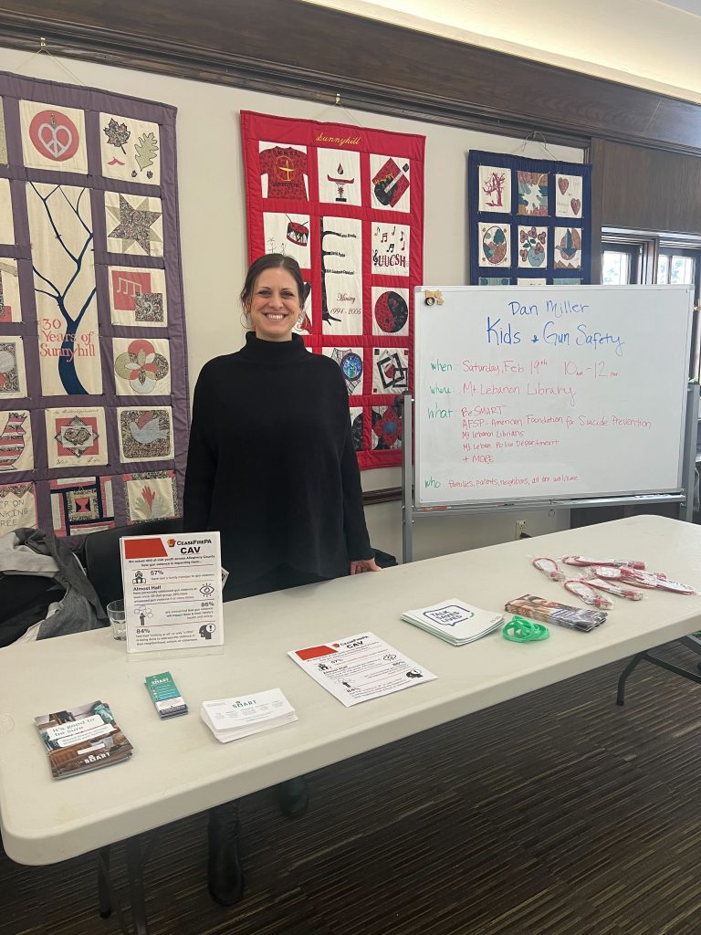 Photo of Gun Control Prevention Table in Sunnyhill Fellowship Hall